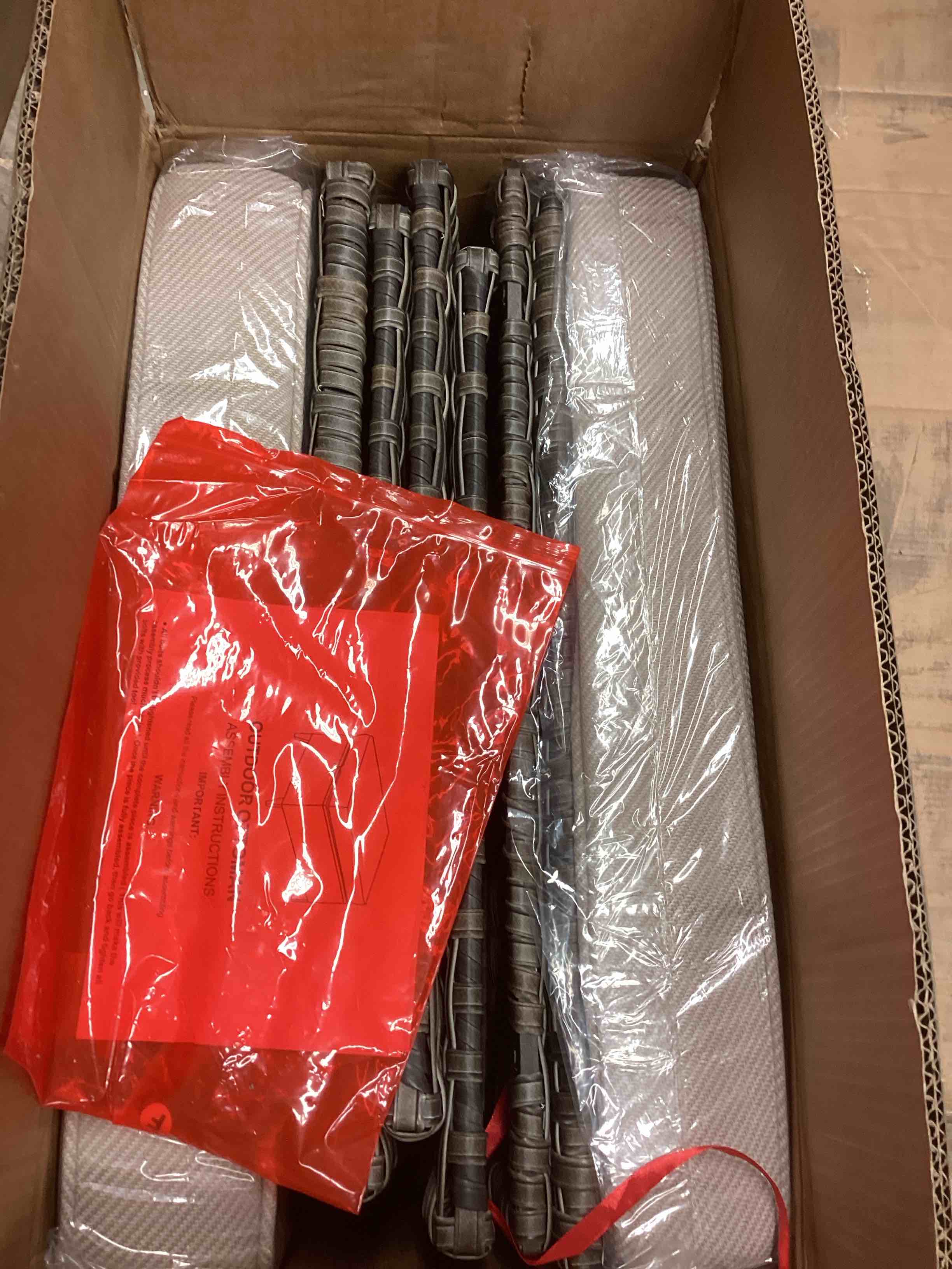 Condition photo showing Good Condition for PARKWELL Outdoor Patio Ottoman Set of 2,All-Weather Wicker Rattan Seat Foot Rest Side Table with Removable Cushions for Porch Balcony Backyard,Gray/Beige