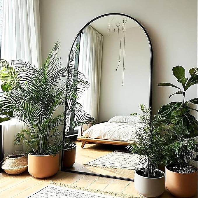 arch mirror full length,floor length mirror,arched floor mirror,76''x34'' wall mirror full length,oversized floor mirror,bedroom mirror full length,black floor mirror living room cloakroom