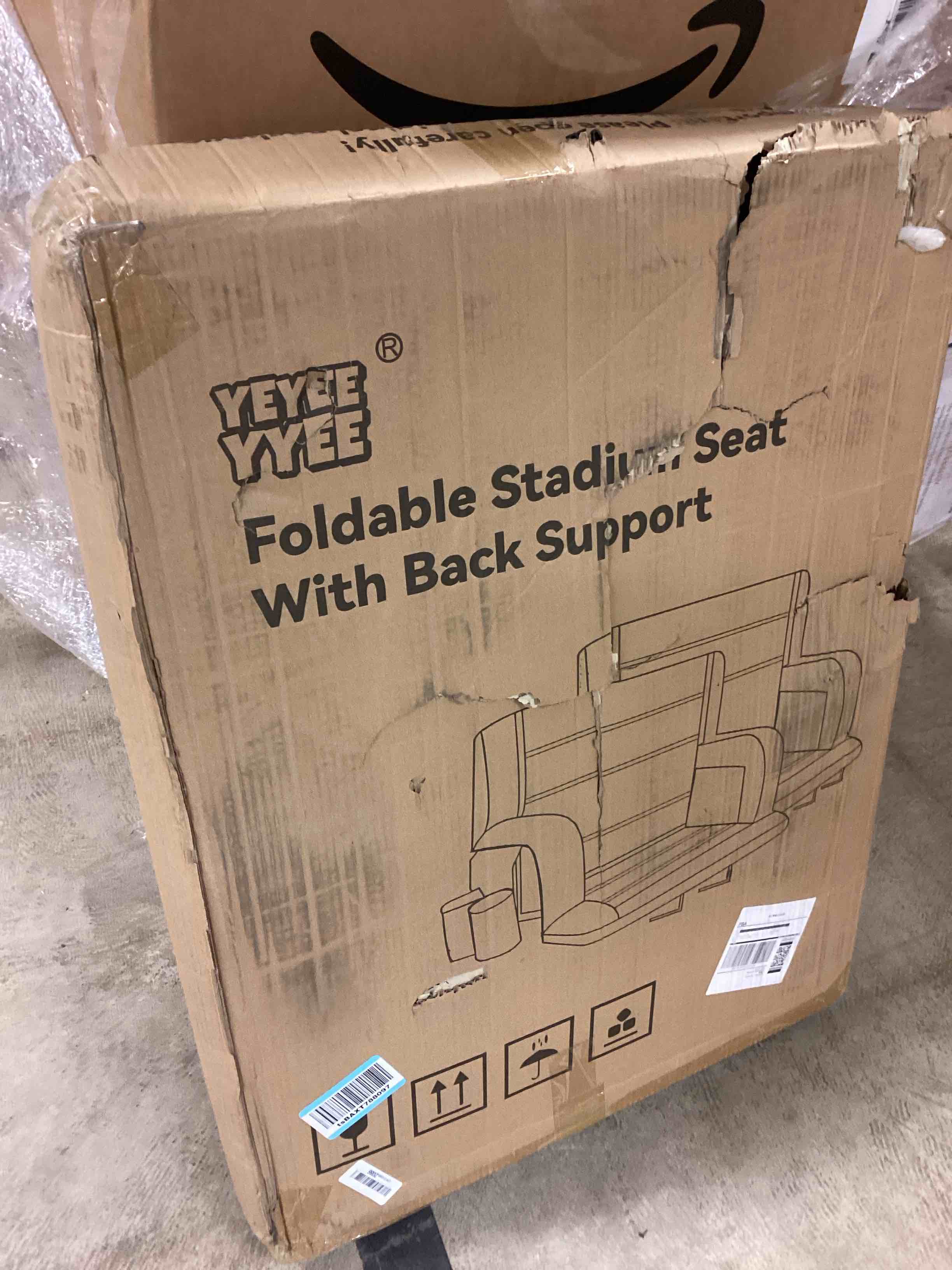 Condition photo showing New/Like New for Extra Wide Stadium Seats with Back Support 2 Pack, Bleacher Chairs with Back and Cushion Folding Stadium Chairs, 6 Reclining Positions Waterproof Bleacher Seats (Extra Wide|25" Black) Extra Wide|25"|2 Pack Black 2