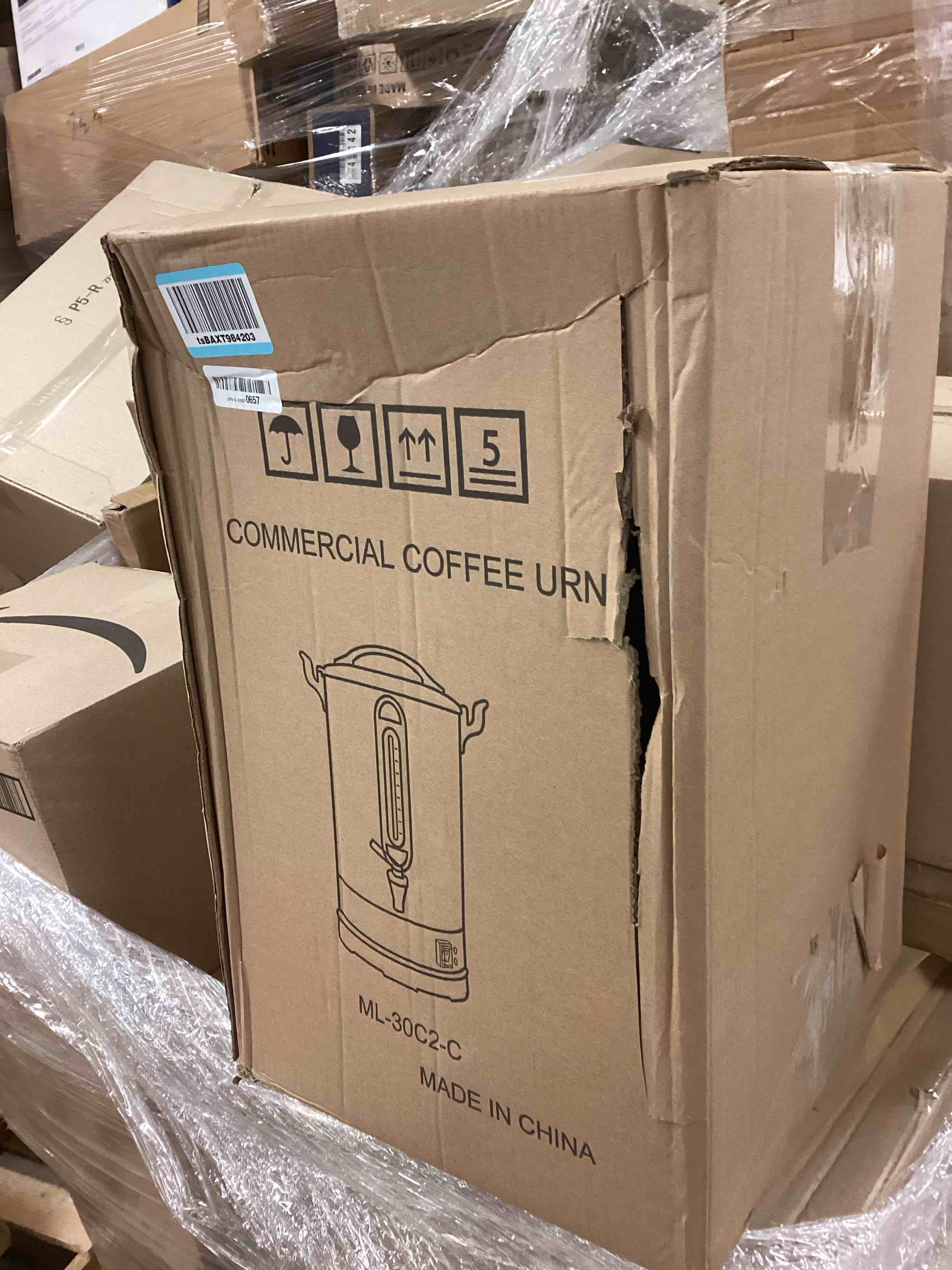 Condition photo showing As Is for Commercial Coffee Urn 160 Cups Hot Beverage Dispenser 24L Large Coffee Urn Stainless Steel Coffee Maker Dual Layers for Coffee Break Business Catering Church Restaurant