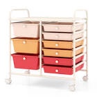 9-Drawer Rolling Storage Cart with Colorful Drawers and Metal Frame
