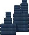 glamburg ultra soft 24-piece towel set - 100% pure ringspun cotton, contains 8 oversized bath towels 27x54, 8 hand towels 16x28, 8 wash cloths 13x13 - ideal for everyday use, hotel & spa - black 24 piece towel set navy