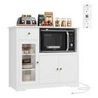32.3” food pantry with charging station microwave stand cabinet  white 