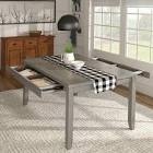 Solid Wood Rectangular Dining Table with Two Drawers - grey