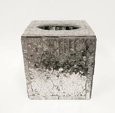 NEW GRAY SILVER,PEWTER MIRROR TEXTURED GLASS MOSAIC REFLECTIVE TISSUE BOX,NAPKIN