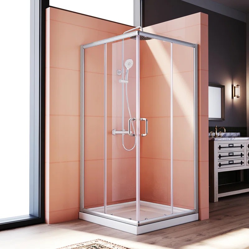 36 x 36 x 72 Inch Framed Square Shower Enclosure, Corner Shower Door with 1/4'' (6mm) Tempered Glass