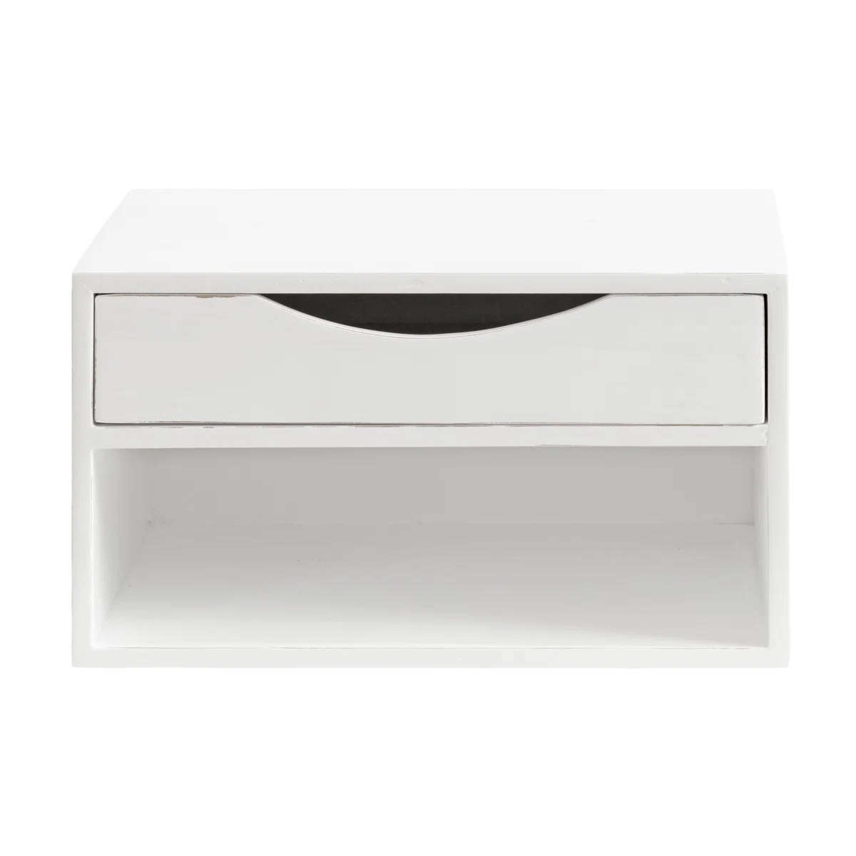 Adeana Poplar Solid Wood Floating Shelf with Drawer