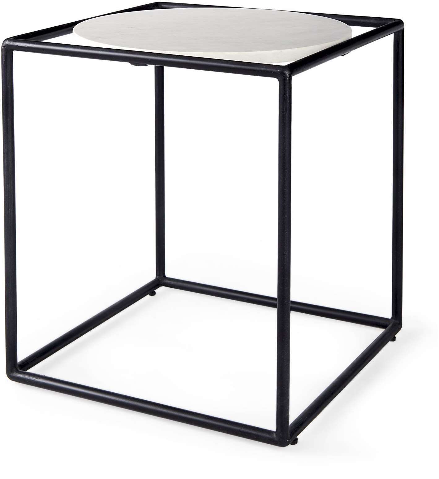 Austen End Table (White Marble & Black Metal)