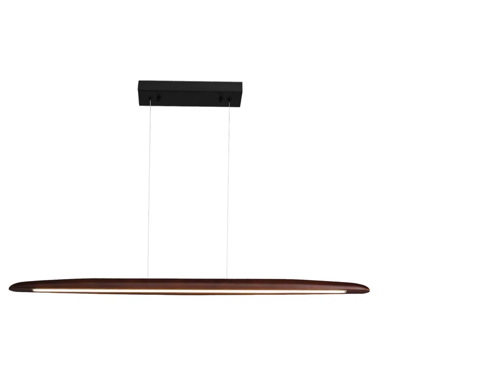 39"LED Dimmable Kitchen Pendant Lights Linear Chandelier,Wood Dining Room Chandelier