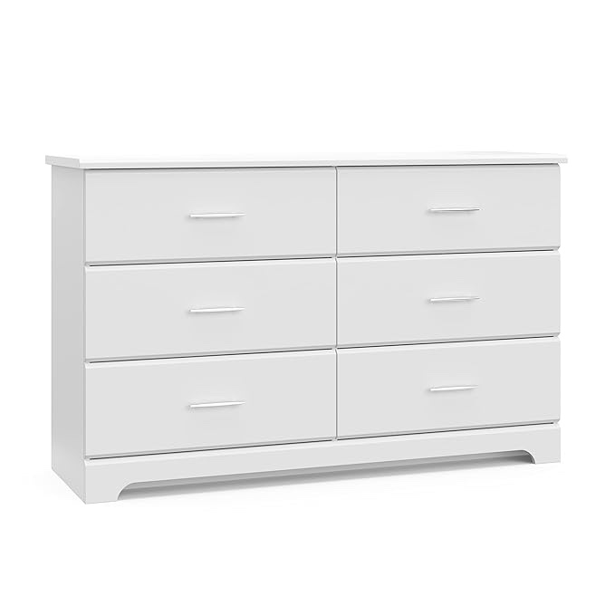 Storkcraft Brookside 6 Drawer Double Dresser (White) – GREENGUARD Gold Certified, Dresser For Nursery, Kids, Chest Of Drawers