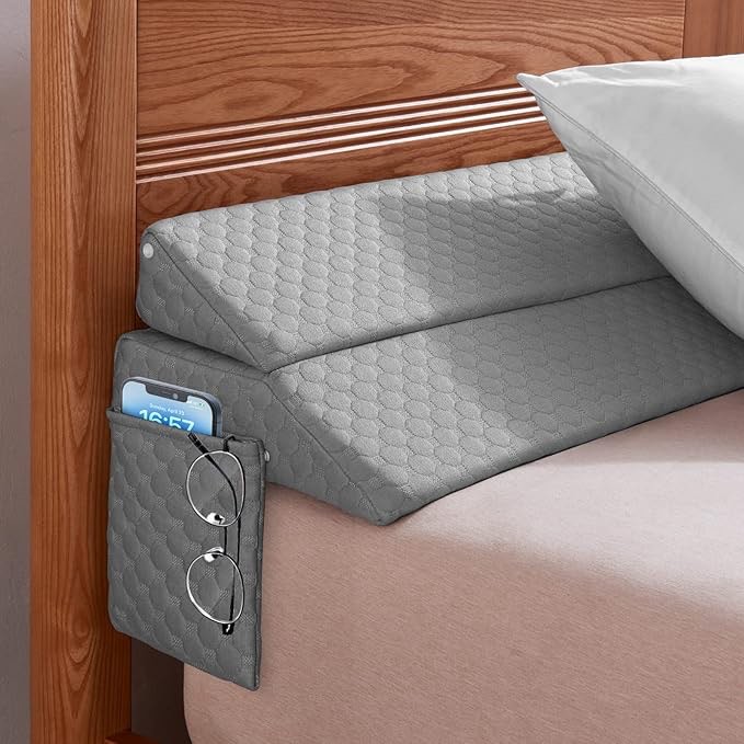  Full Size Bed Wedge Pillow - Bed Gap Filler Mattress Weulldge Headboard Pillow - Fill The Gap (0-7") Between Headboard and Mattress for Sleeping Backrest Pillow (54"x10"x6" Grey)