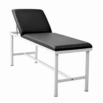 Helsevesen Medical Exam Table, Treatment Table with H-Brace, Comfortable Steel Frame Medical First Aid Room Examination Couch (Black)
