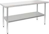 hardura stainless steel table 24x60 inches with undershelf and galvanized legs nsf heavy duty commercial prep work table for restaurant kitchen home and hotel