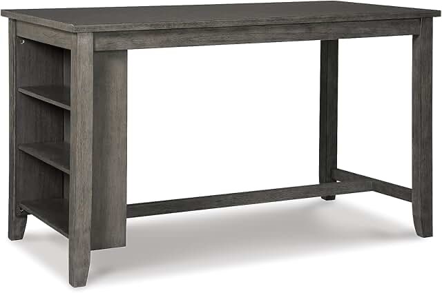 signature design by ashley caitbrook rustic counter height dining table with storage, dark gray