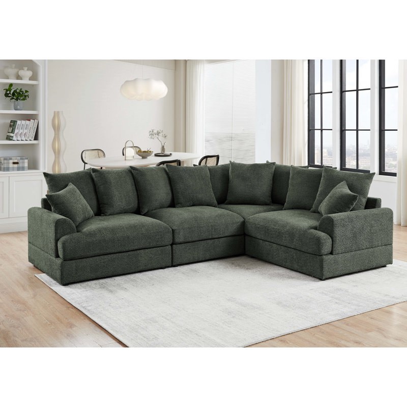 (incomplete only 1 box) (only Amrest L/R) Arden Cloud Modular Sectional Green 
