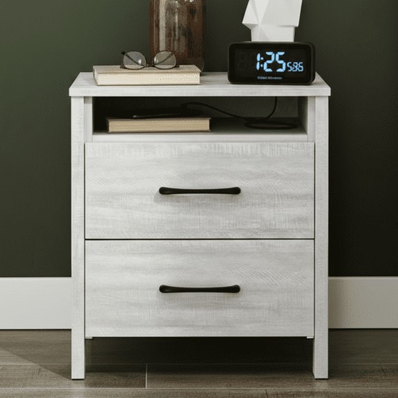 STYLIVIA Gianni 2-Drawer Nightstand, Dusty Grey Oak