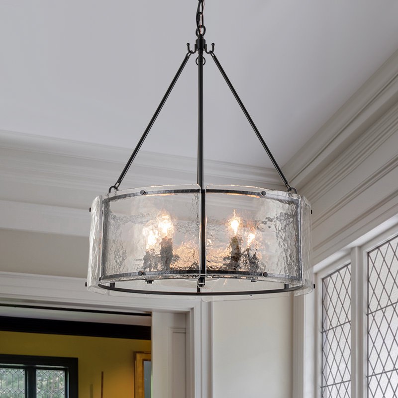 Jairdan 5 - Light Dimmable Matte Black Drum Chandelier