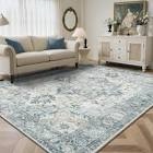 Roehit Oriental Performance Machine Washable Blue / Ivory Area Rug