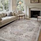 Ultra Soft Gray Machine Washable Oriental Area Rug For Living Room