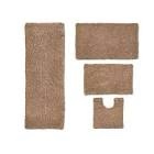4 piece Soft Absorbent Microfiber Bath Rug Set, light brown