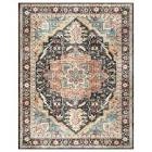 Samira Tiefi Black Beige Multi Traditional Medallion Washable