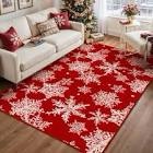 chamora washable christmas rug with classic red and snowflake 