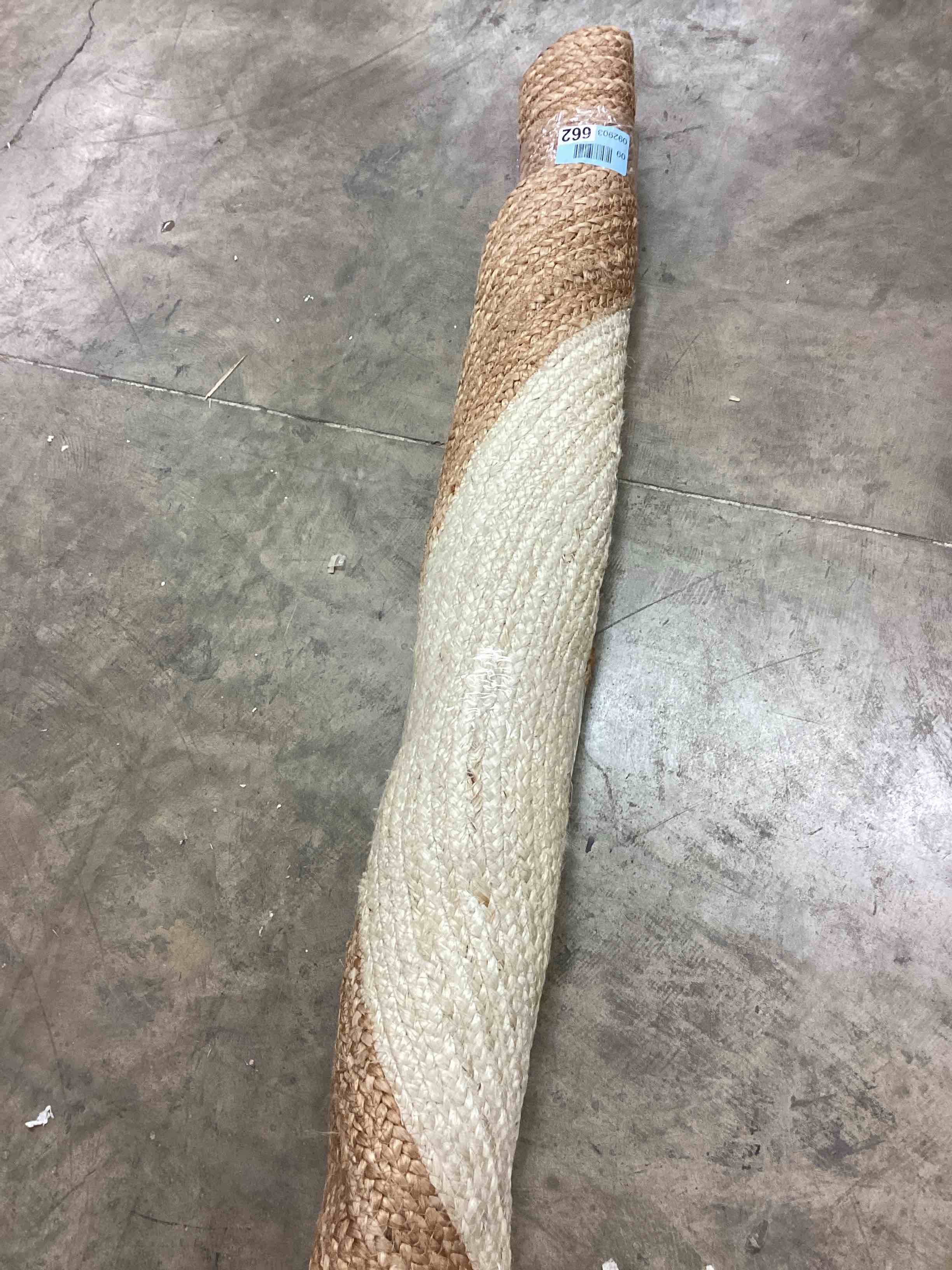 Condition photo showing New/Like New for Kayleigh Jute Hand Braided Zigzag Stitch Natural Fibers Farmhouse