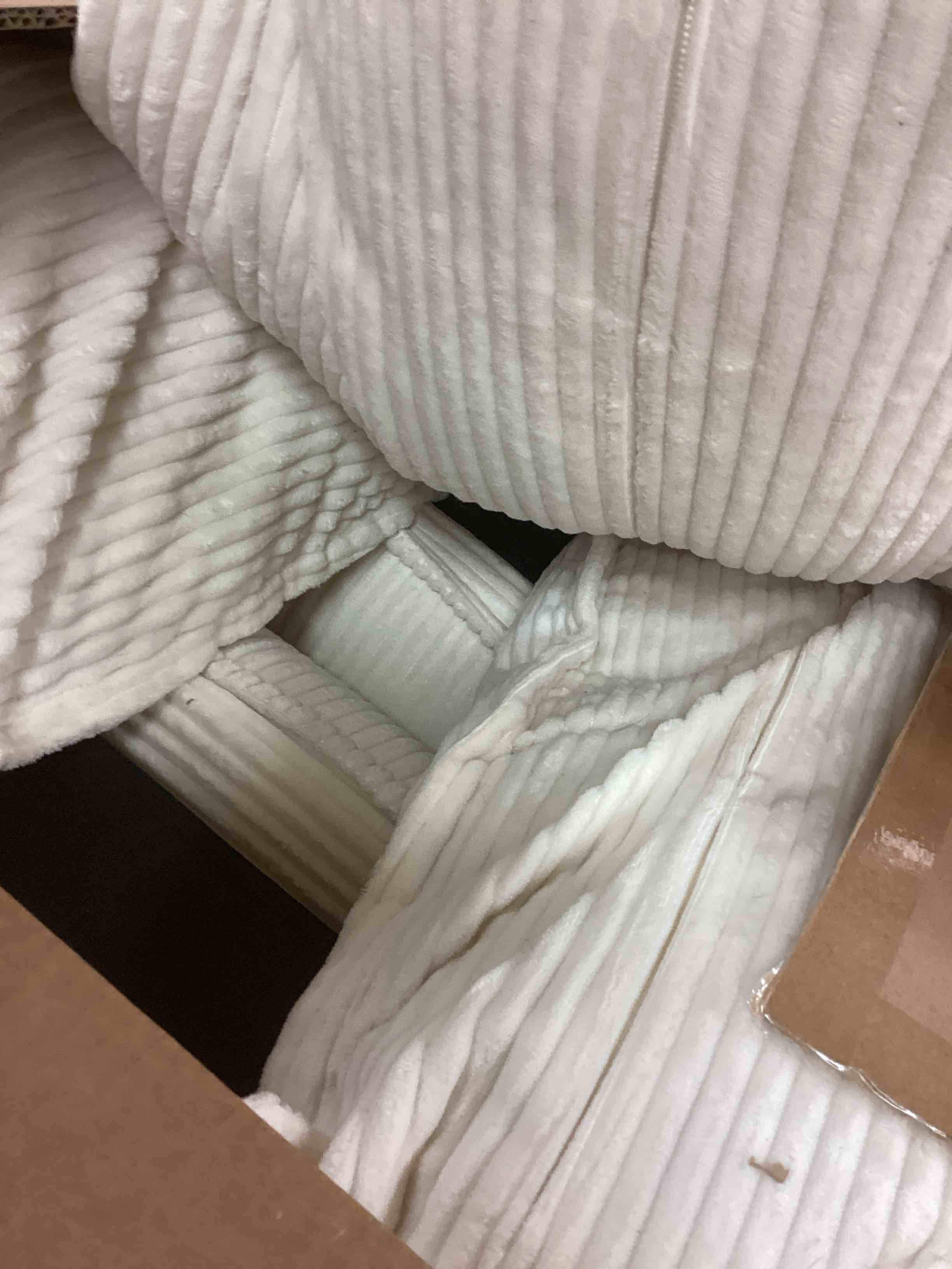 Condition photo showing As Is for Modern sofa modular sofa couch upholstered corduroy sofa(Missing parts)