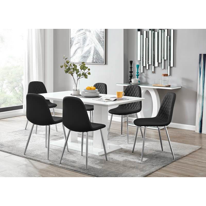 Eubanks High Gloss Double Pillar Dining Table ,(incomplete link board & base only)