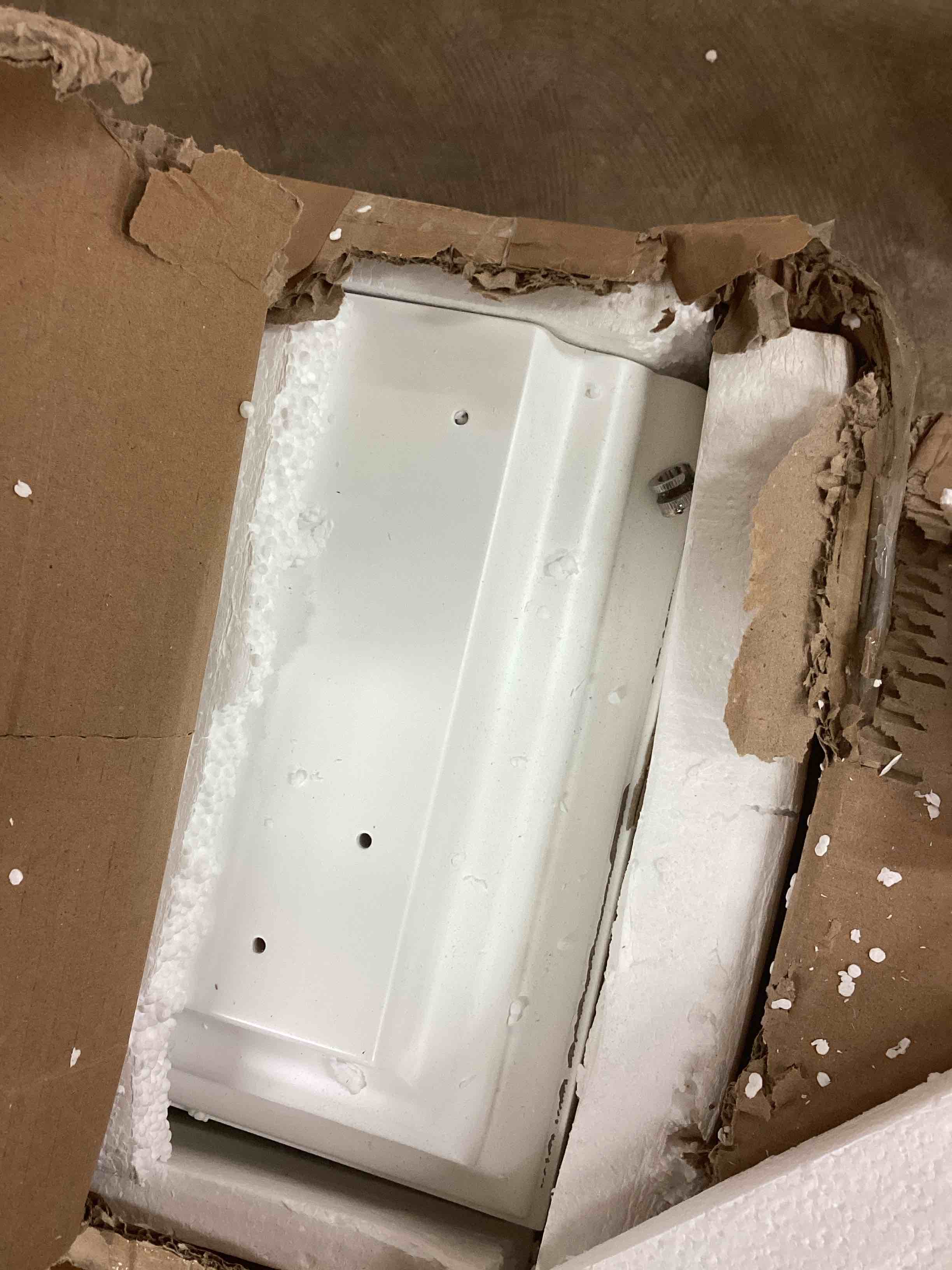 Condition photo showing As Is for 68.9" Electric Fireplace Heater Mantel Tv Stand With Remote Control, Overheat Protection ( incomplete one box only)