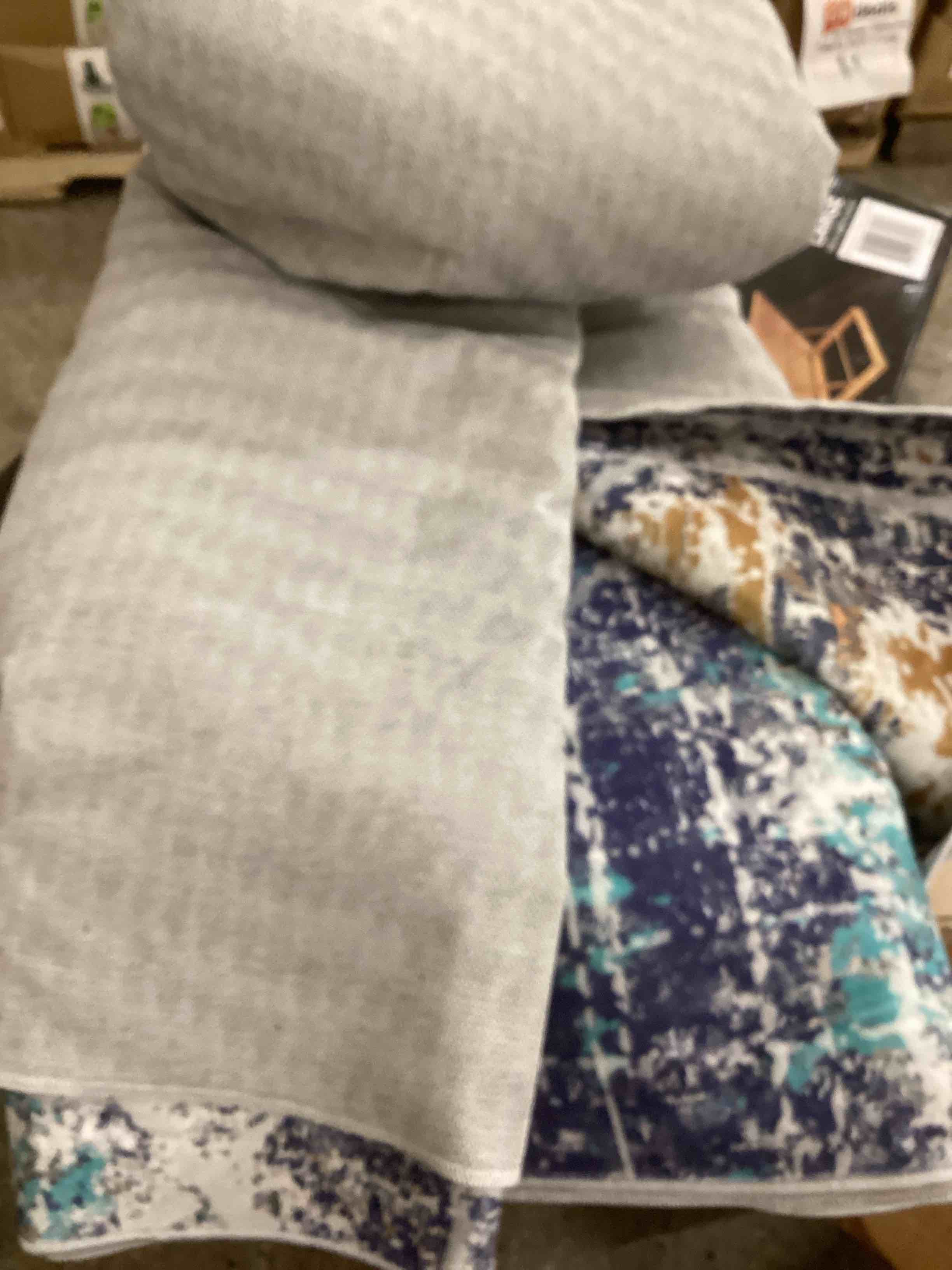 Condition photo showing New/Like New for Boho Washable 8x10 Living Room Area Rugs, Large Abstract Girls Dining Room Bedroom Rug 8x10 Under Bed, Blue Gold Modern Geometric Throw Carpet for Playroom Girls Room Dorm (Gold/Blue,8 x 10)