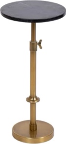 kate and laurel engles traditional adjustable-height pedestal drink table, 10 x 10 x 30, black marble and antique brass, vintage round indoor metal plant stand with authentic marble tabletop