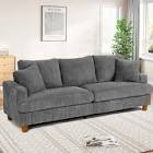 87" solid wood leg corduroy 3-person sofa with 2 pillows 