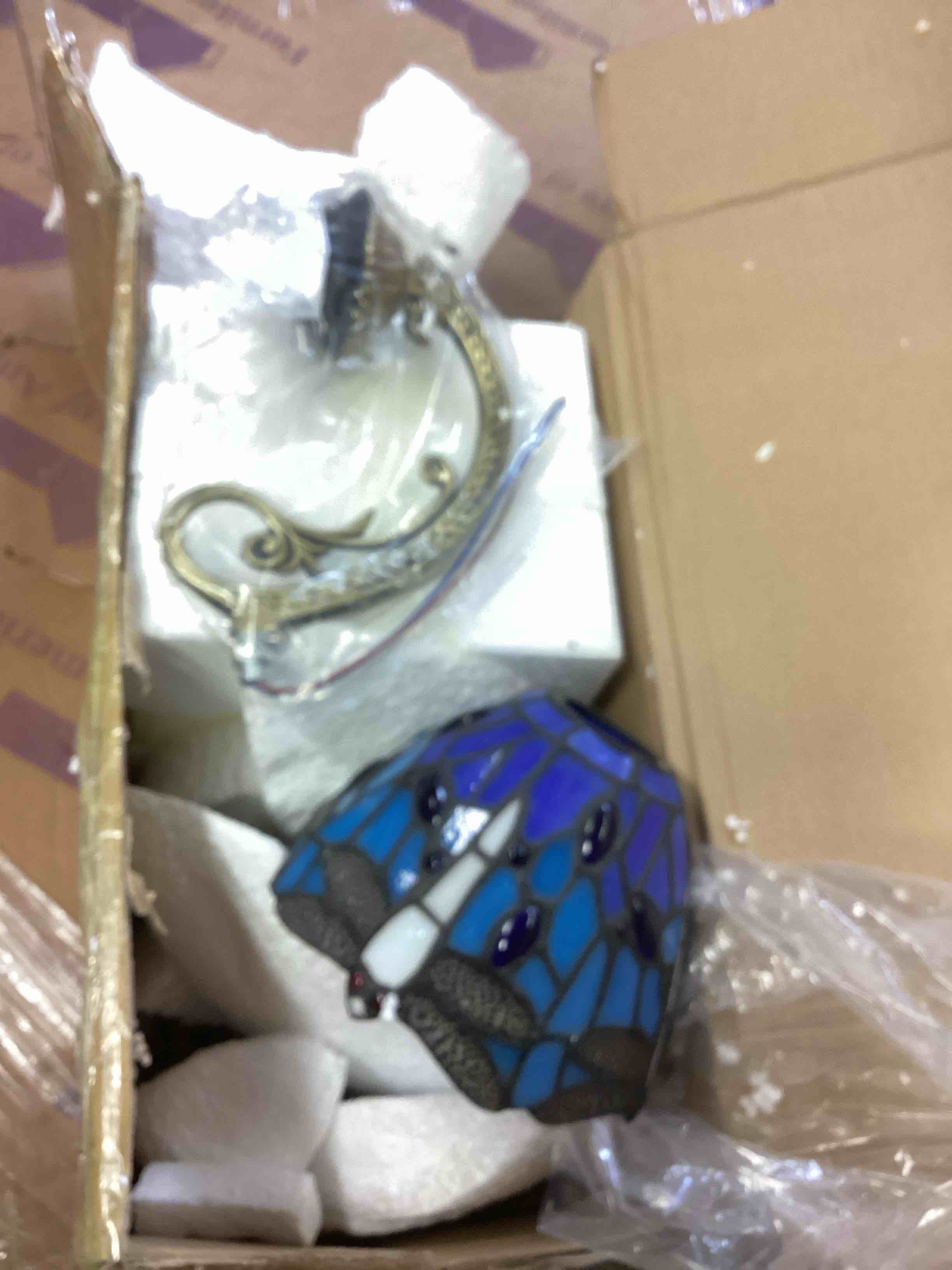 Condition photo showing As Is for tiffany sconce 2-ligth ,blue