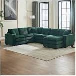 Modern U Shaped 6- Seat Sectional Sofa, green (incomplete one box only)