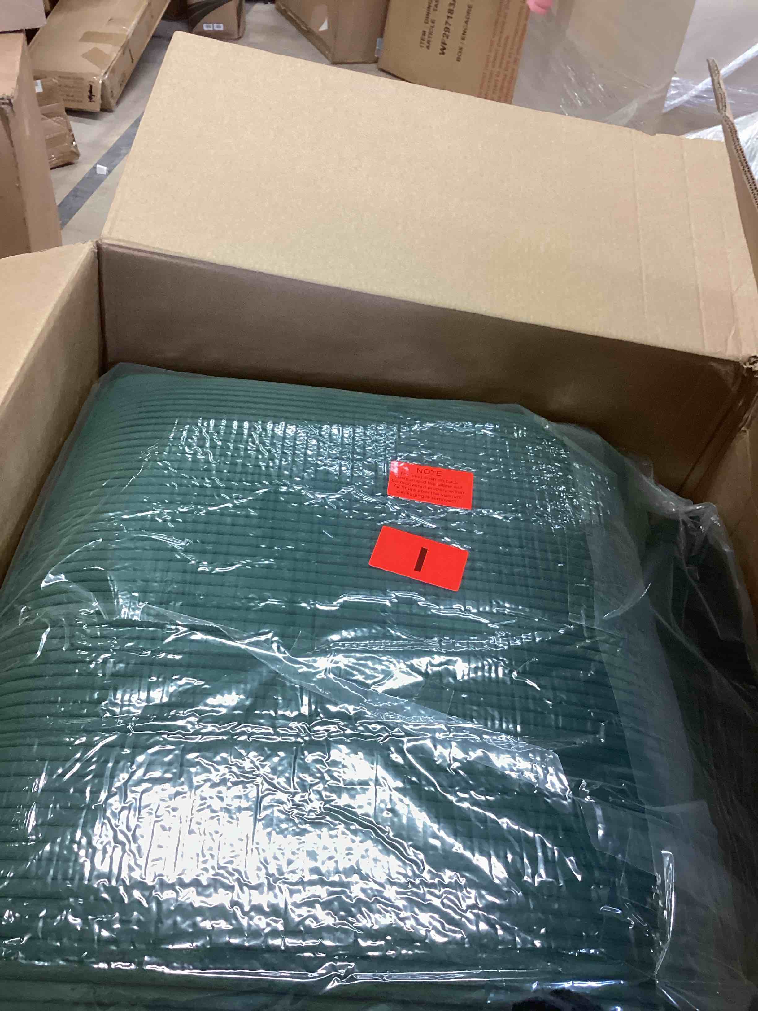 Condition photo showing As Is for Modern U Shaped 6- Seat Sectional Sofa, green (incomplete one box only)