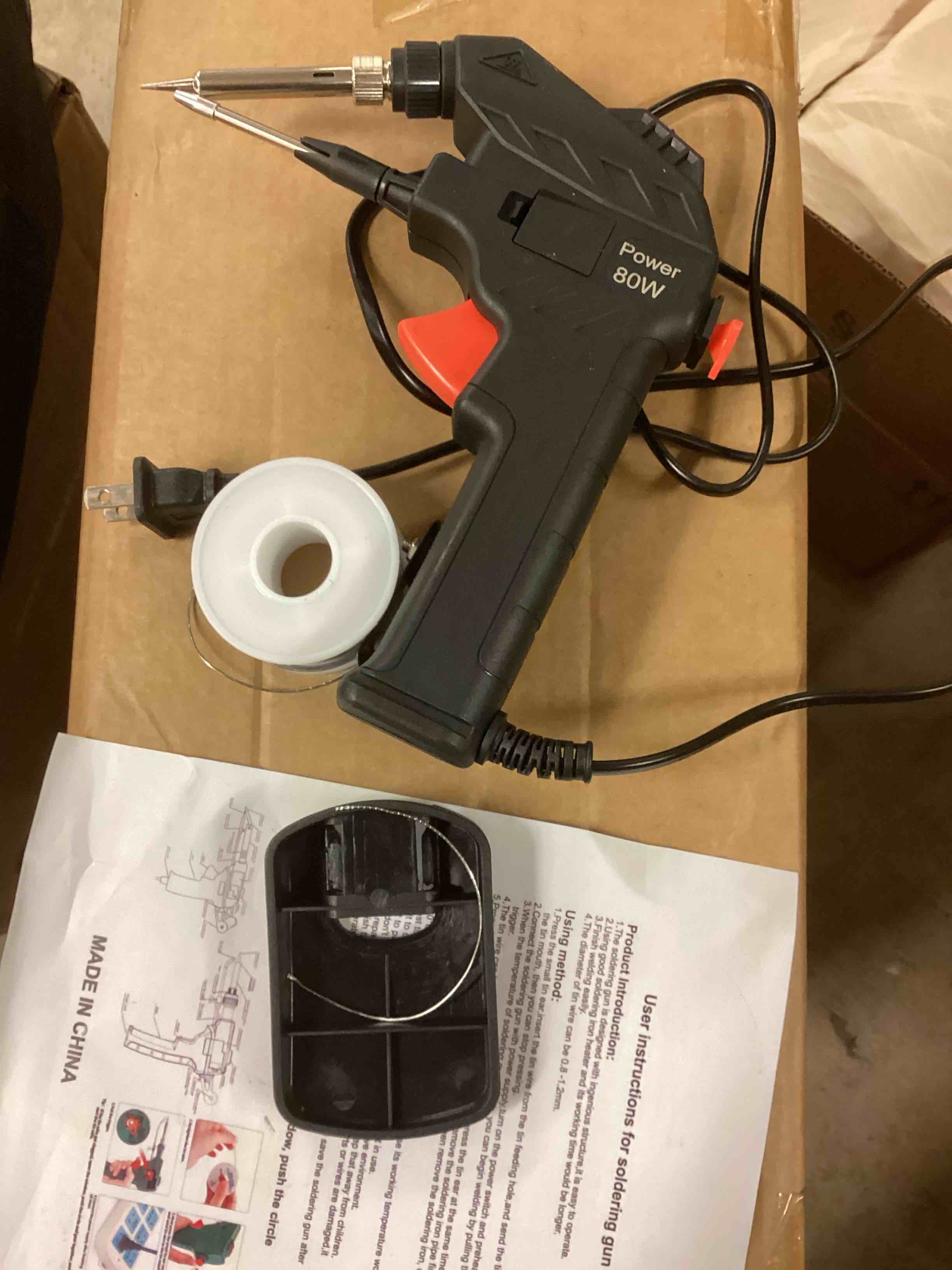 Condition photo showing As Is for solder gun internal heat power 80w model: gt0-1s