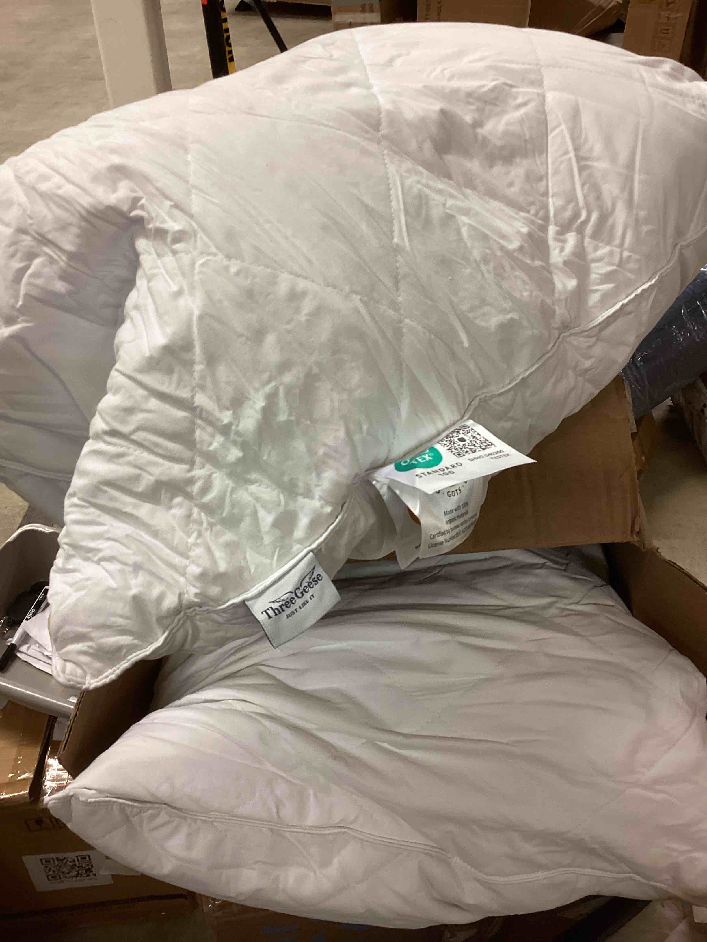 Condition photo showing As Is for three geese pillow set of 2