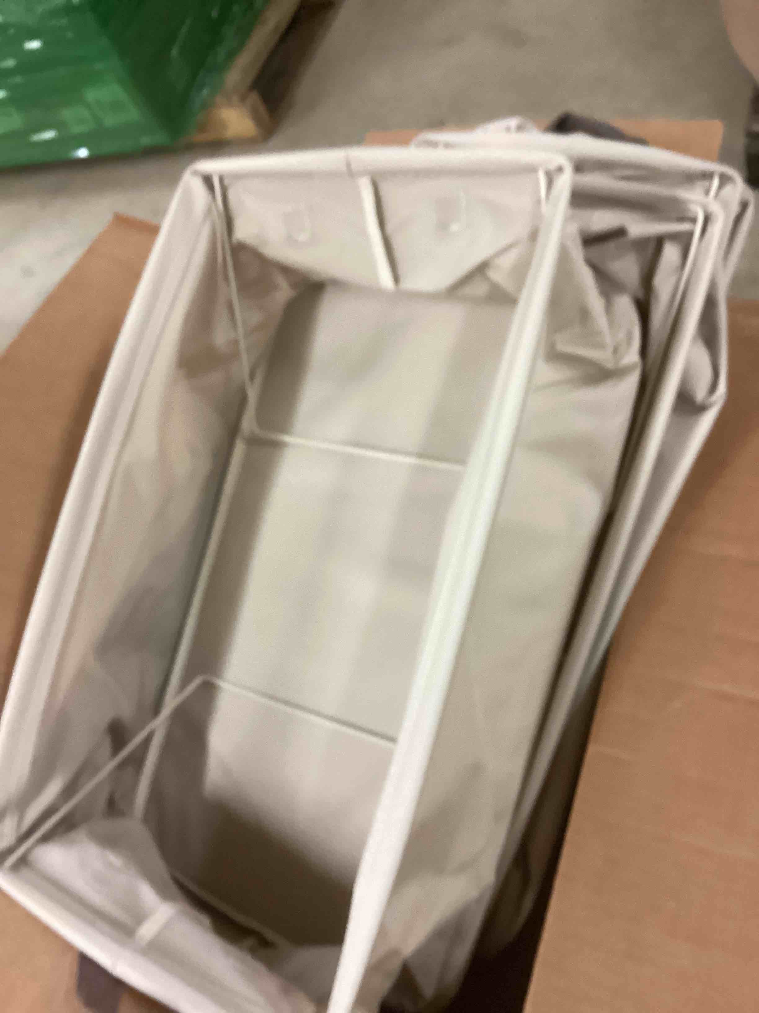 Condition photo showing New/Like New for  4 Pack Large Storage Baskets for Shelves, Collapsible Closet Organizer Bins with Metal Frame, Fabric Storage Bins for Clothes Towels Organization