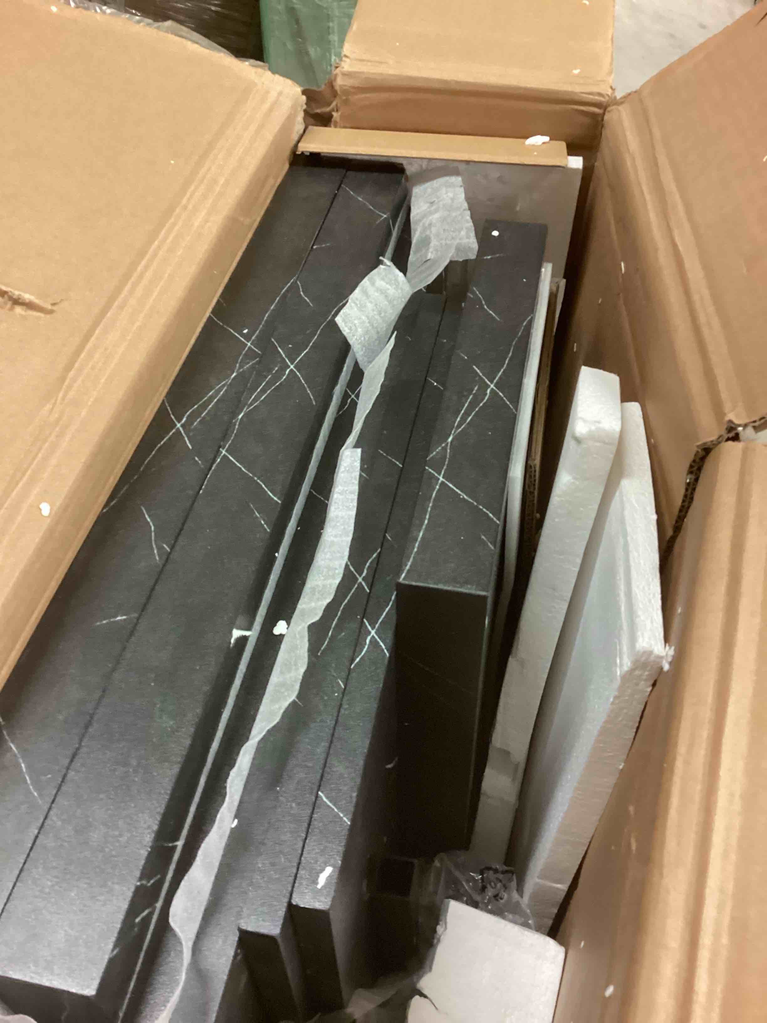 Condition photo showing Good Condition for HSH 55 inch Dining Room Table for 4, Modern Black Faux Marble Dining Table, Rectangle Kitchen Table with Heavy Duty Pedestal, Industrial Wood Dinner Desk for Home Living Room, Black Marble, 55 Inch