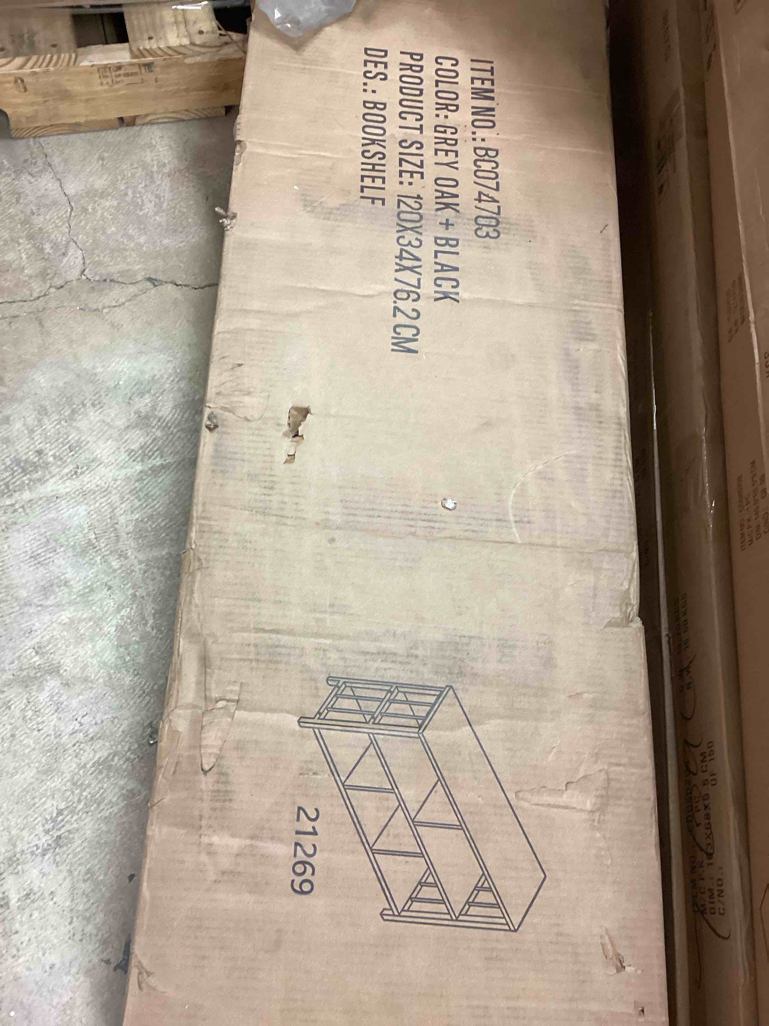 Condition photo showing New/Like New for IBF Industrial Horizontal Bookshelf, Modern 5 Cube Storage Organizer Open Shelf, Low Wide Cubby Bookcase for Home Office Living, Wooden Metal Short Book Shelf Bedroom Storage, Light Grey Oak, 47 Inch