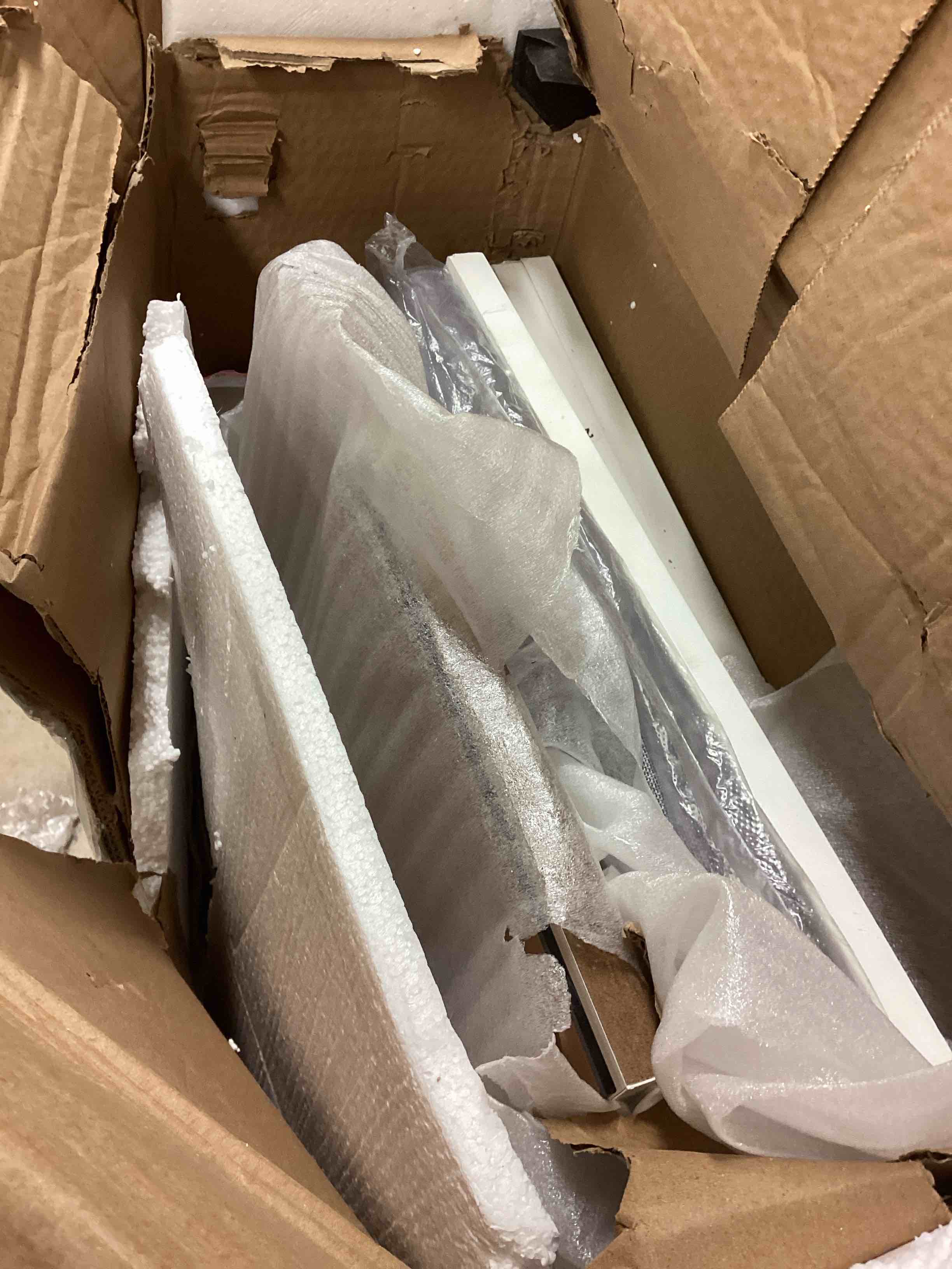 Condition photo showing As Is for 3 in 1 Vanity Desk with open Top Mirror,Small Make Up Vanity Set with Visible Glass Desktop,Compact Makeup Vanity with 3 Drawers,Dressing Table for Bedroom 