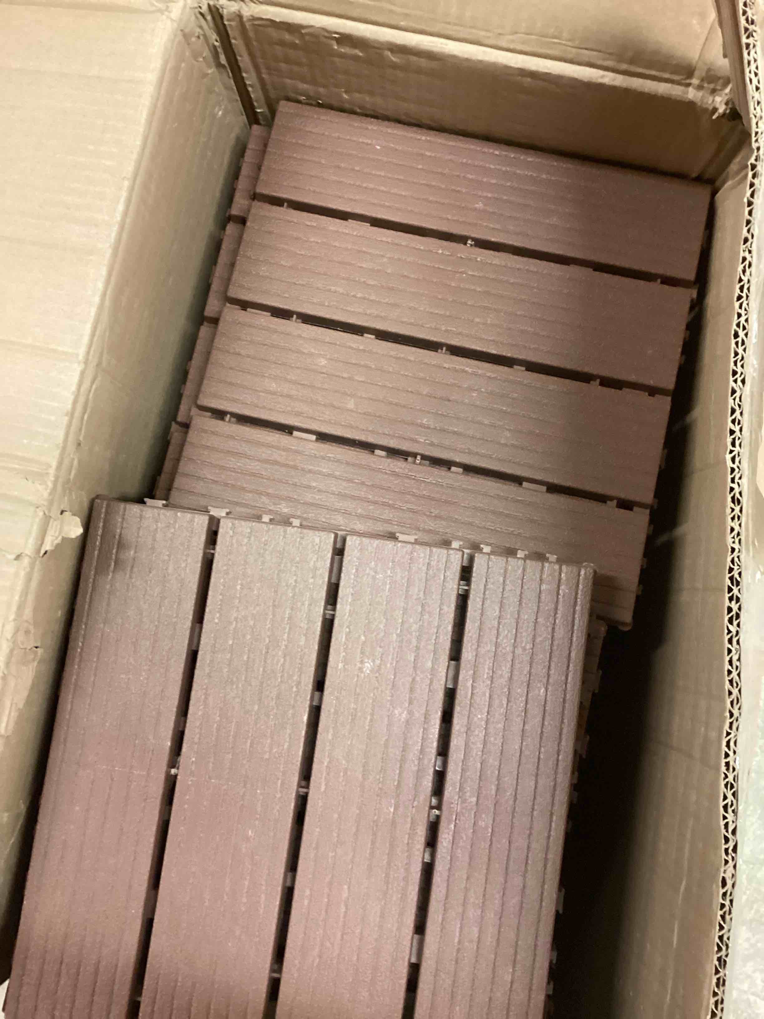 Condition photo showing As Is for interlocking deck tiles 44 pcs ,brown 