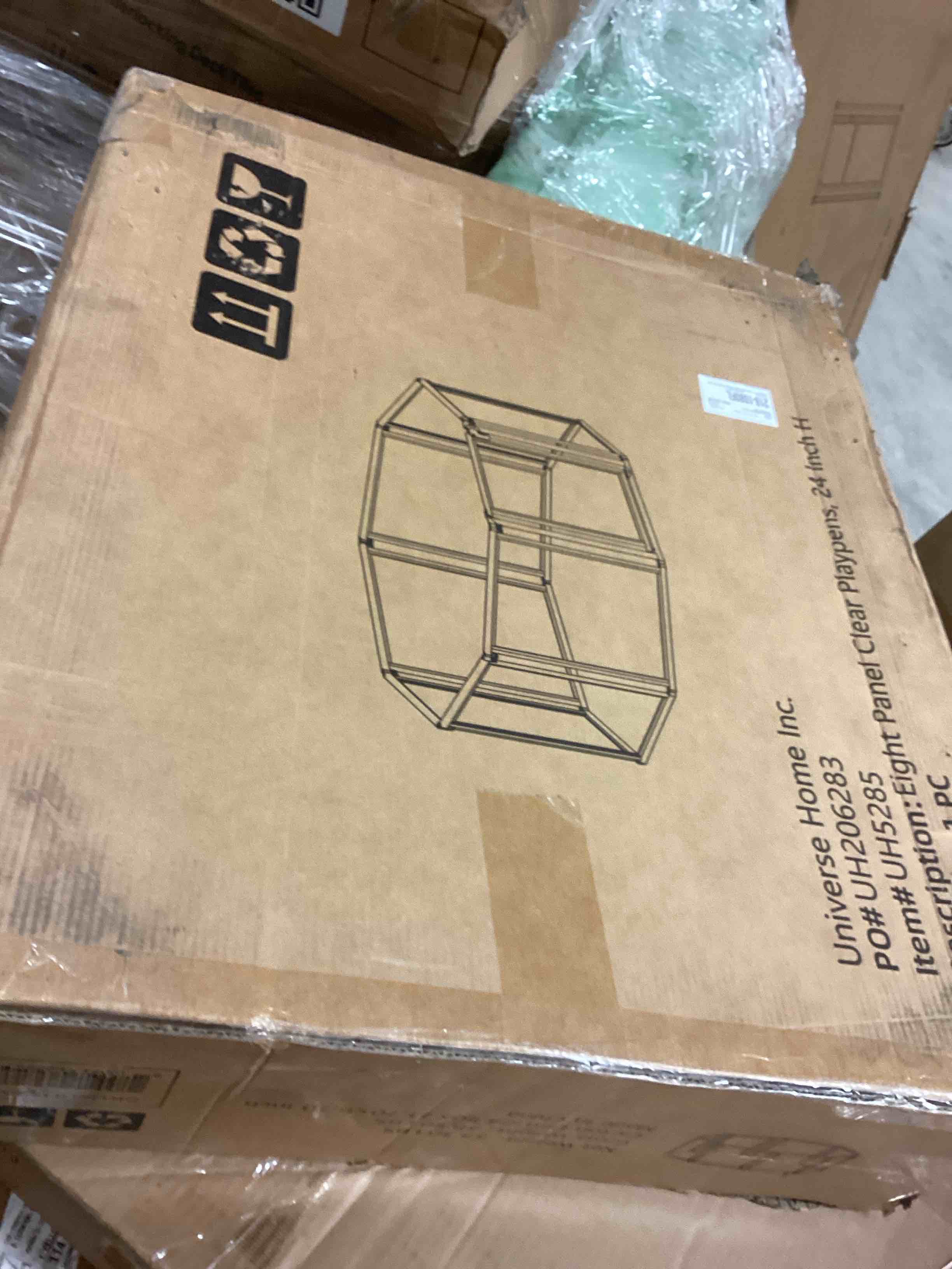 Condition photo showing New/Like New for unipaws Clear Acrylic Transparent Dog Playpen, 166” Extra Wide 8 Panels Freestanding Walk Through Dog Gate, Foldable Pet Pen Whelping Cage for Puppy Cats