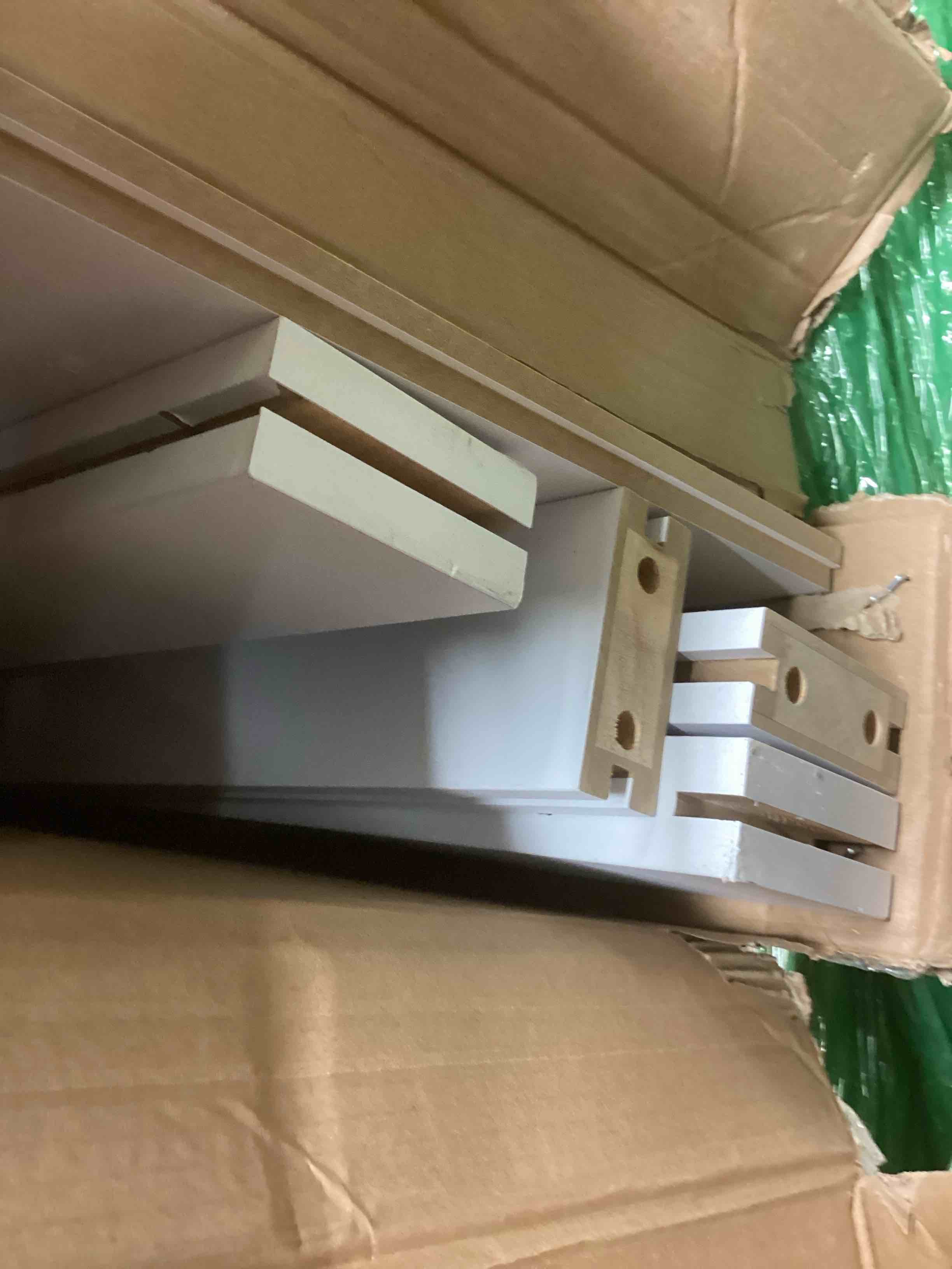 Condition photo showing Good Condition for Fredbeck 34x80 inch White Barn Door with 6 FT Sliding Door Hardware Kit Included & Handle,MDF,Solid PVC Surface,DIY Assembly,5-Panel