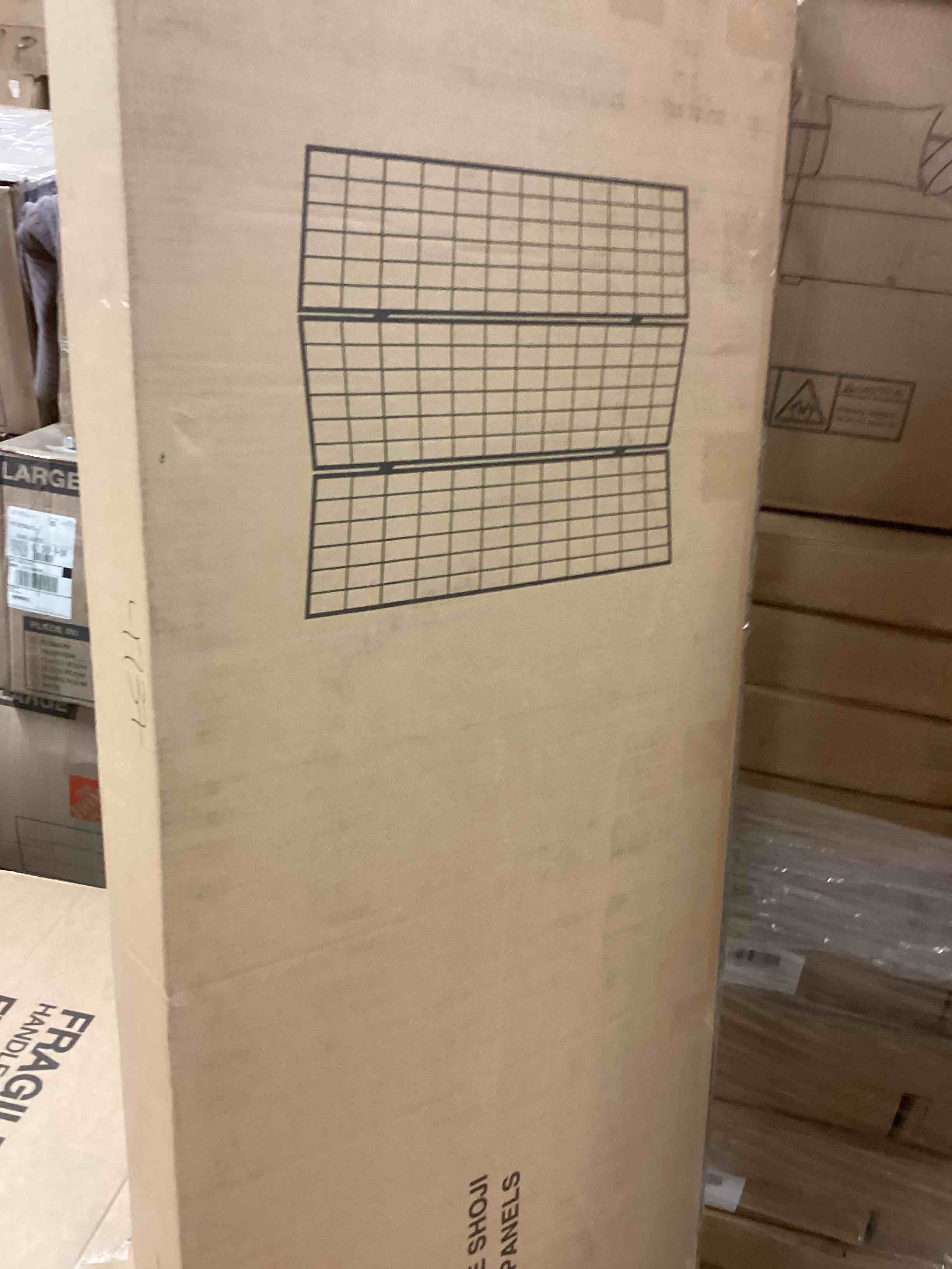 Condition photo showing New/Like New for Red Lantern 5 ft. Tall Window Pane Shoji Screen - Natural - 3 Panels