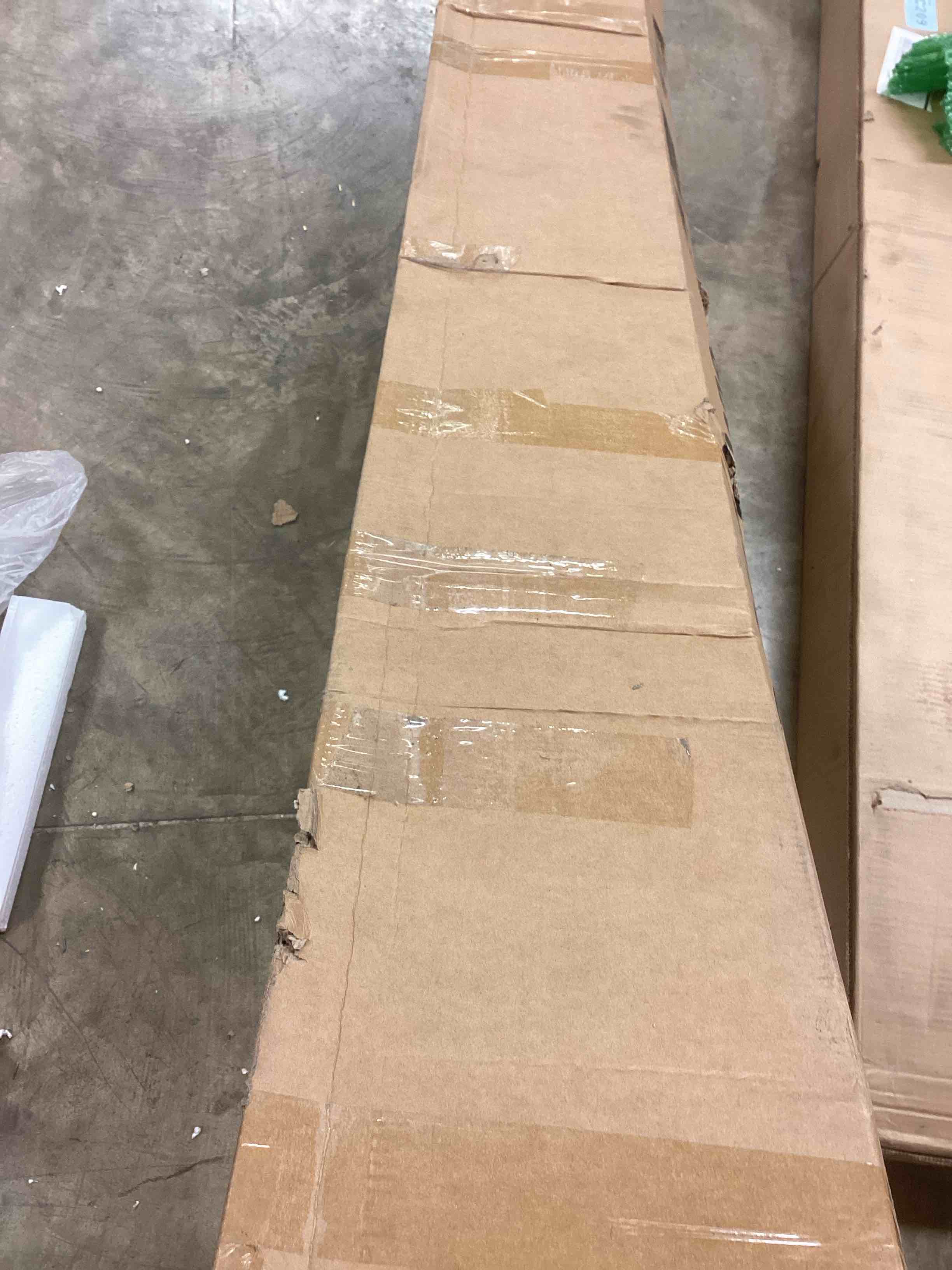 Condition photo showing As Is for Art3d 8 Pack WPC Wainscoting Panels, 96" x 6" 3D Fluted Slat Wall Panels for Interior Wall Decor, TV Background, Bedroom, Living Room - Warm Teak