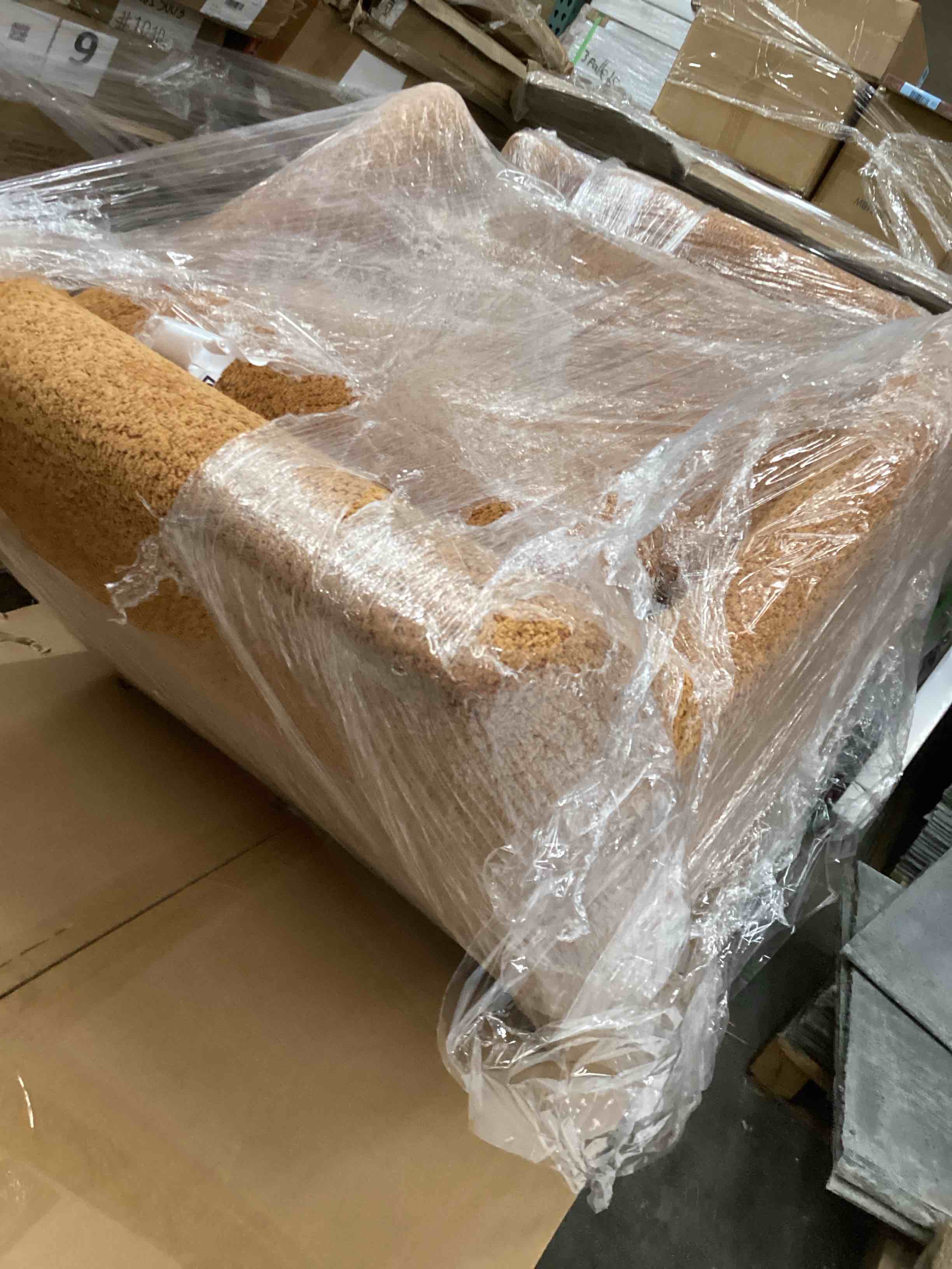 Condition photo showing Good Condition for Jazmere 31.5" Armchair Mercer41 Leg Color: Natural Fabric: Curry Rustic Orange Boucle