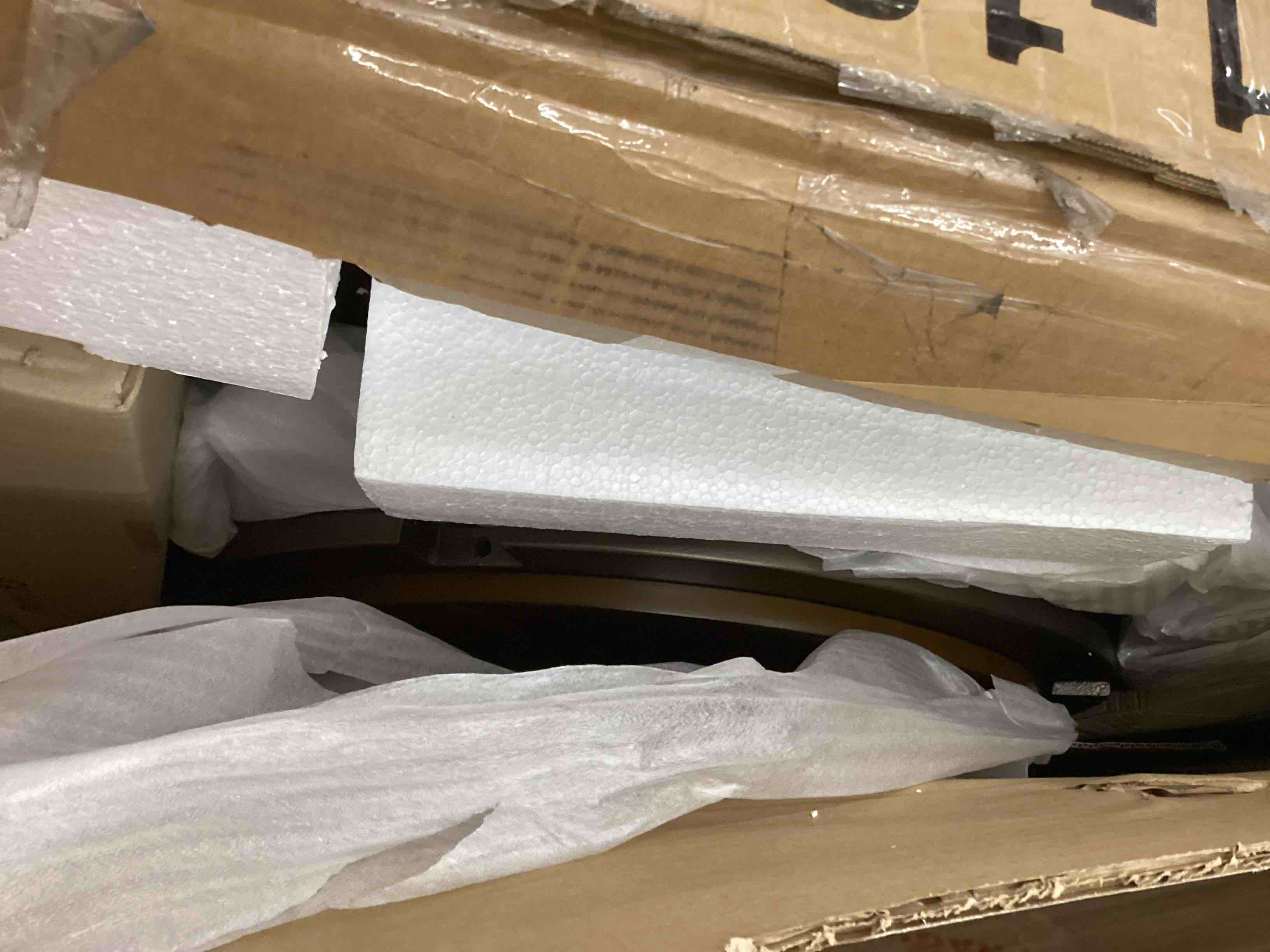 Condition photo showing Good Condition for Signature Design by Ashley Roybeck Rustic Round 3-Piece Table Set, Includes 1 Coffee Table and 2 End Tables with Fixed Shelf, Light Brown