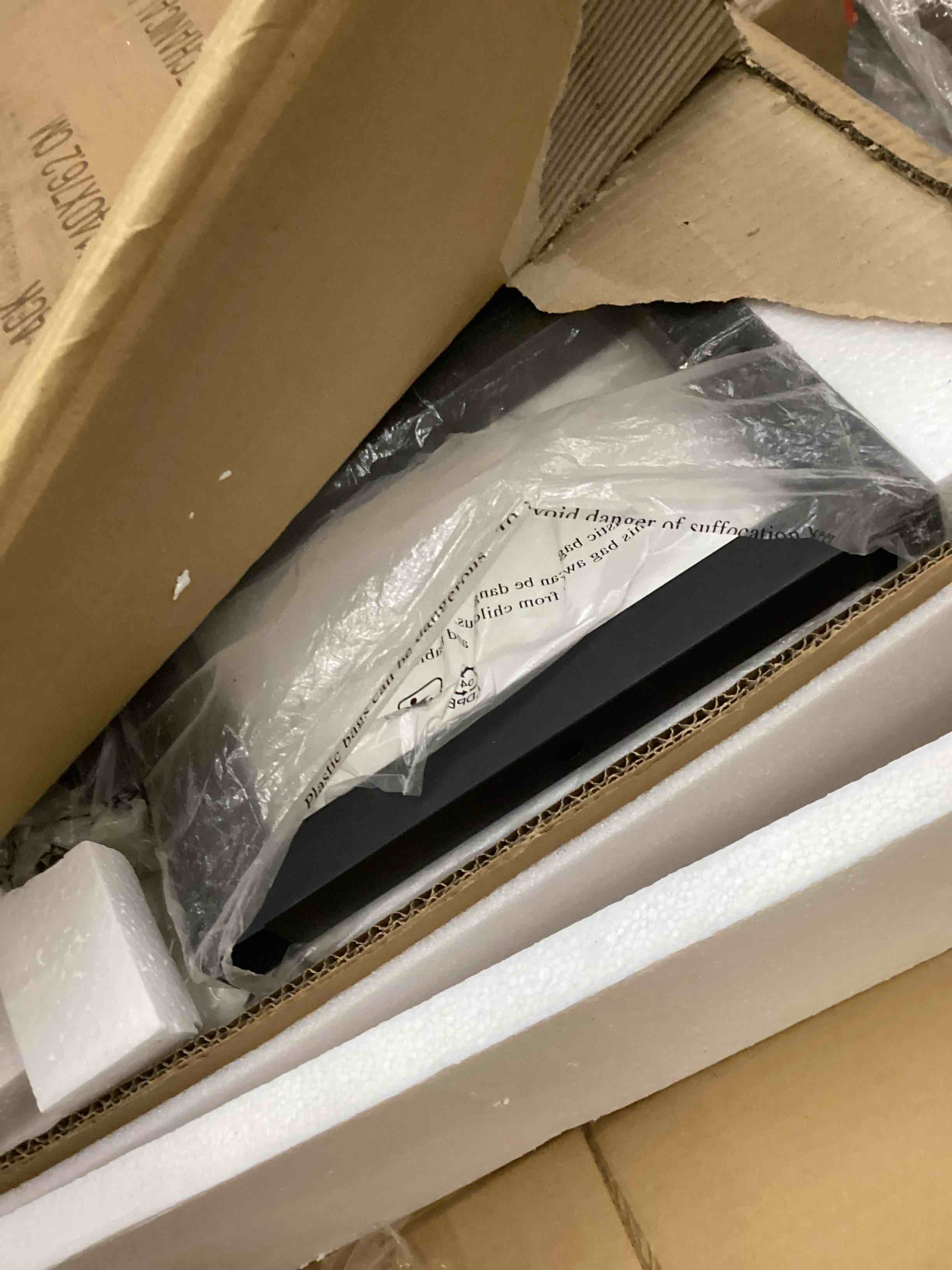 Condition photo showing As Is for LVB Black L Shaped Desk, Reversible Computer Office Desk with Drawers, Modern Large L Shape Gaming Desk Table with File Cabinets, Wood Executive Corner Desk with Storage Shelf for Bedroom, 59 Inch